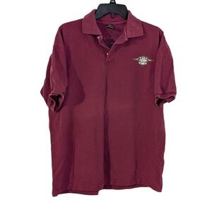 VTG Harley-Davidson Las Vegas Polo Shirt Mens Large Burgundy Winged Logo Cotton